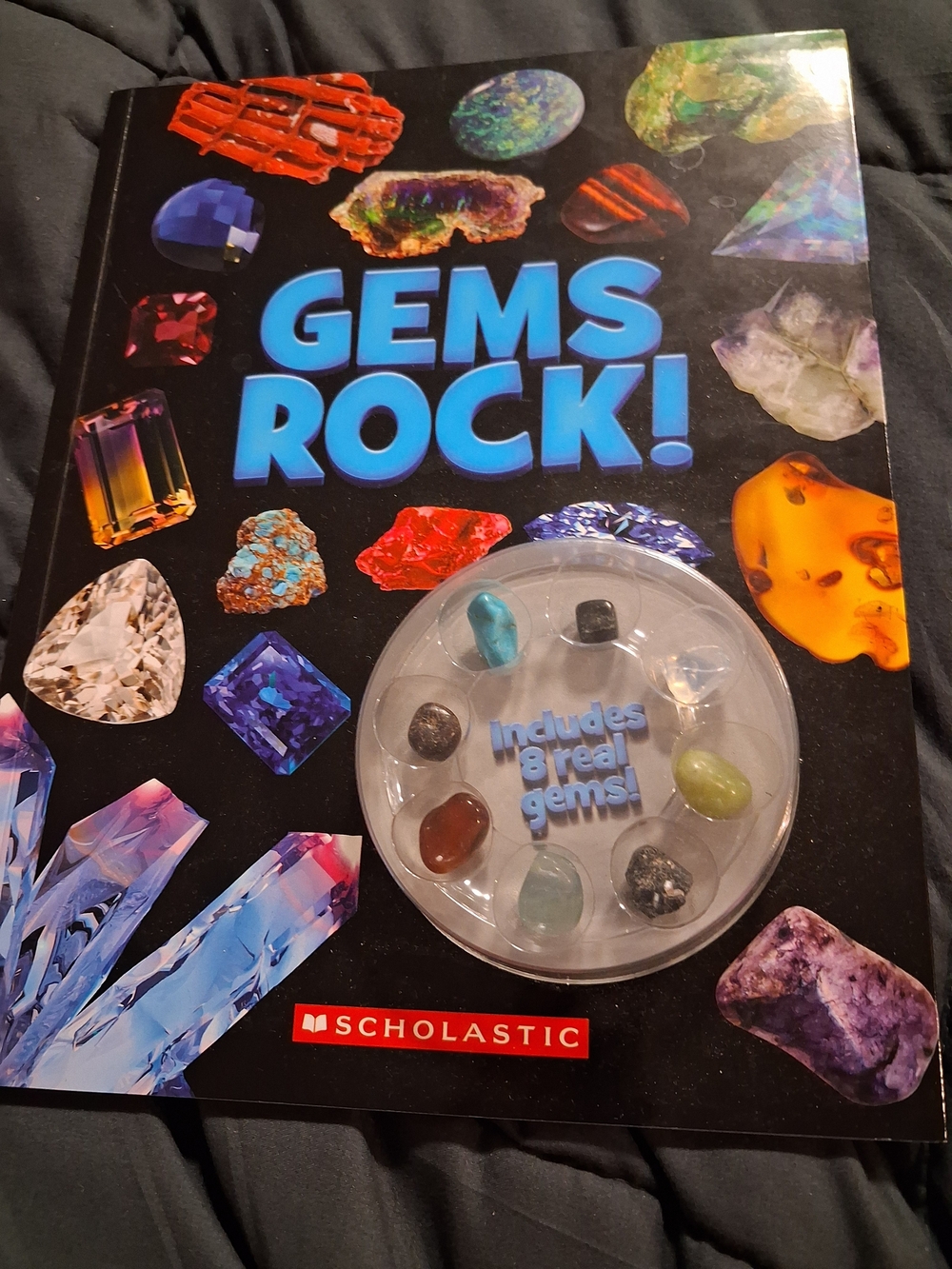 Gems Rock! Scholastic Book with 8 Real Gems